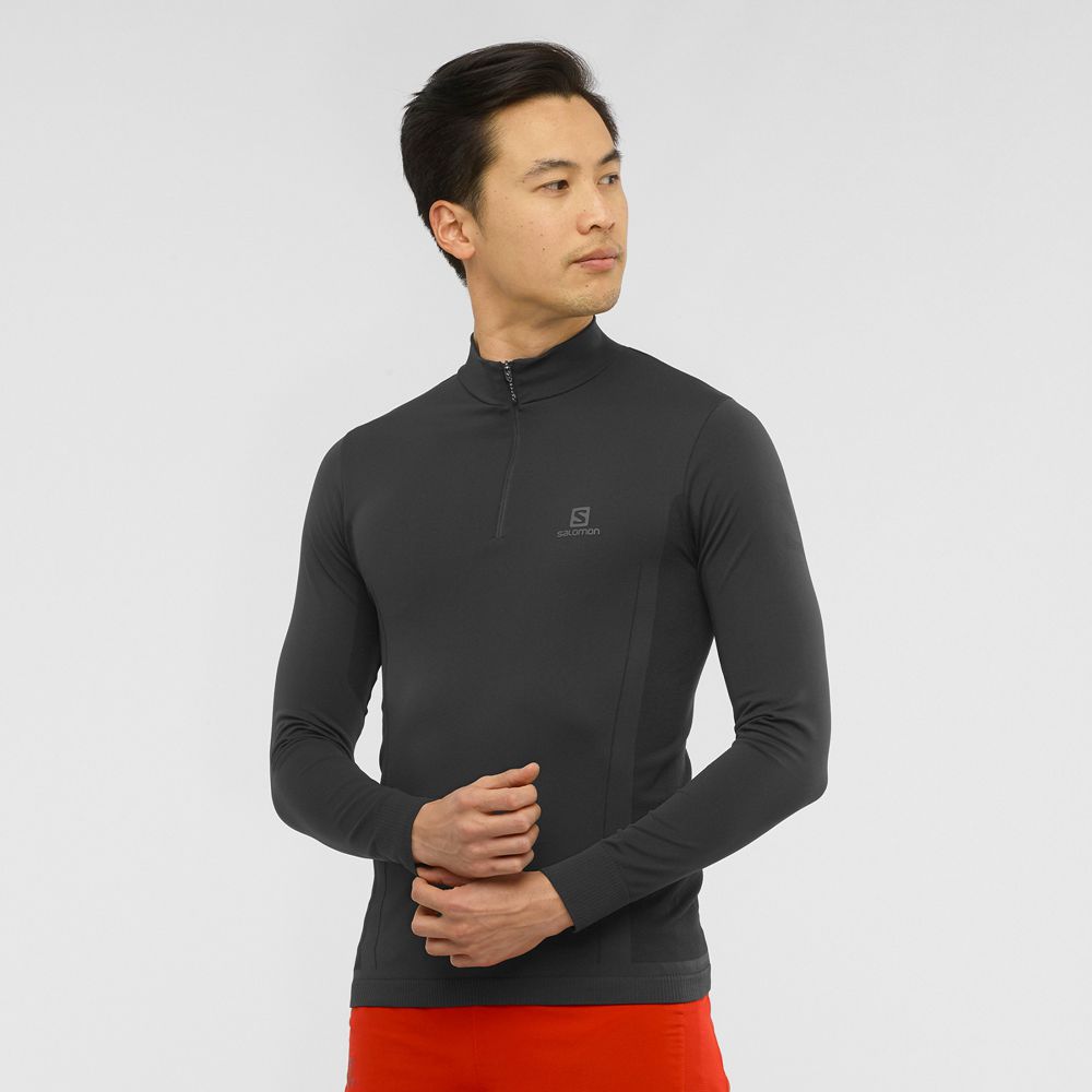 SALOMON ESSENTIAL SEAMLESS Philippines - Men's Midlayers - Black | 320958-ENM